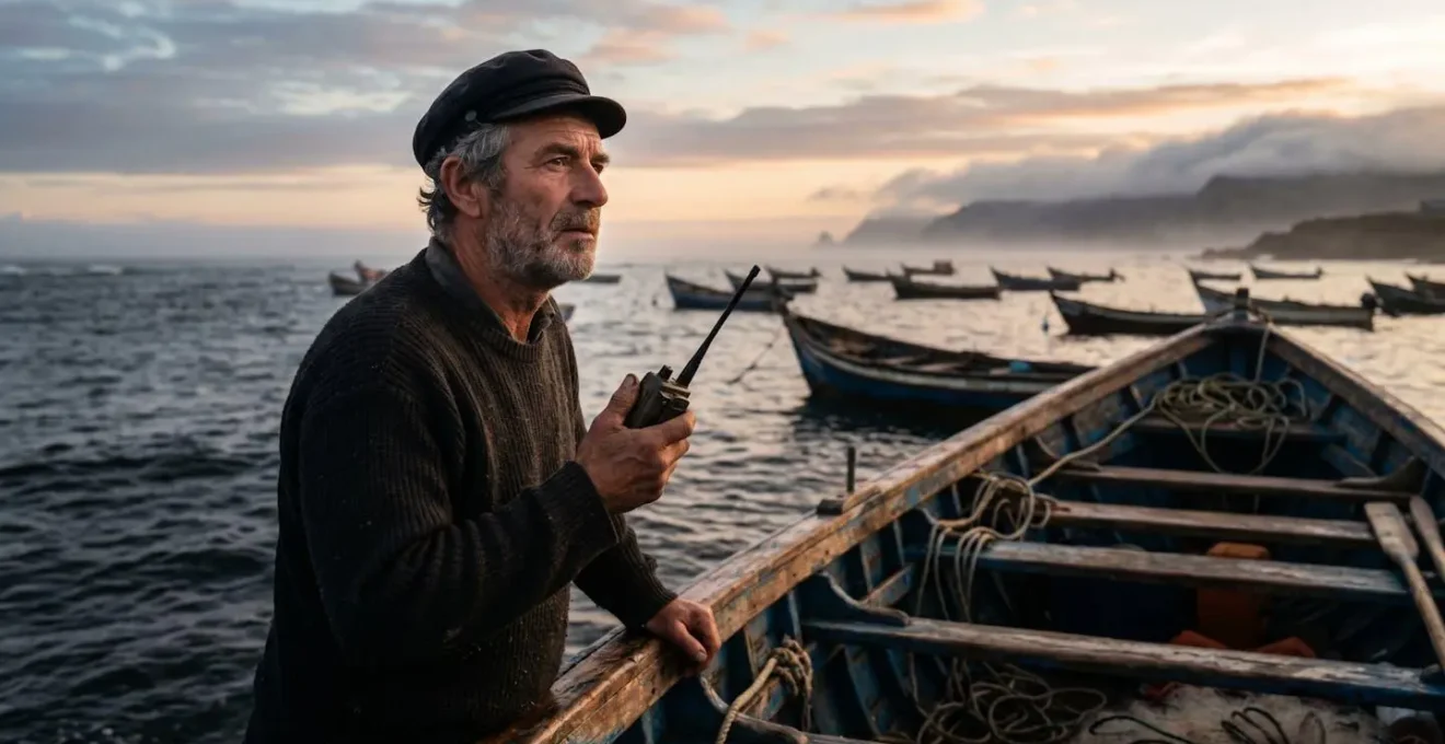 Port malgache à l'aube avec des bateaux traditionnels et une mer calme