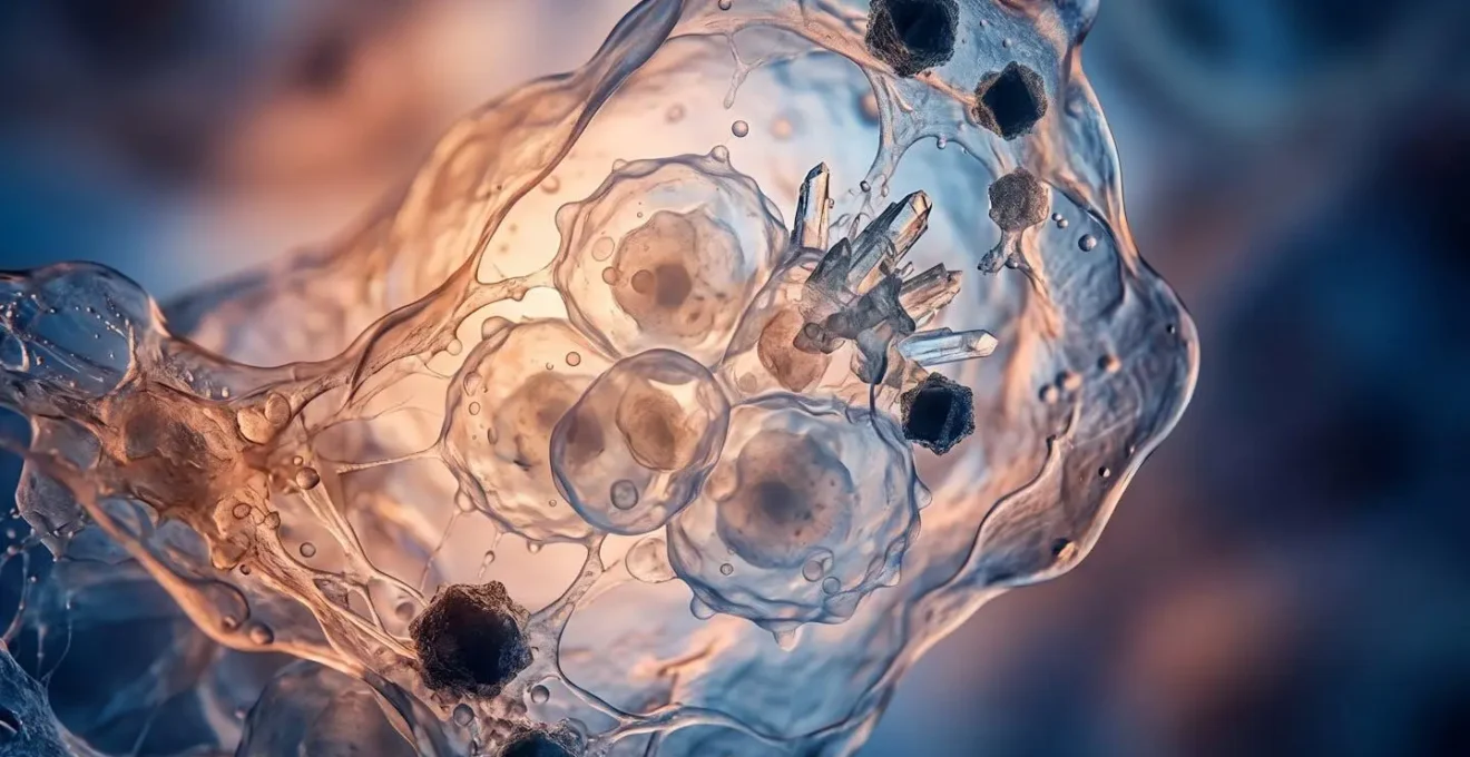 Illustration microscopique abstraite montrant la vulnérabilité du système immunitaire des lémuriens