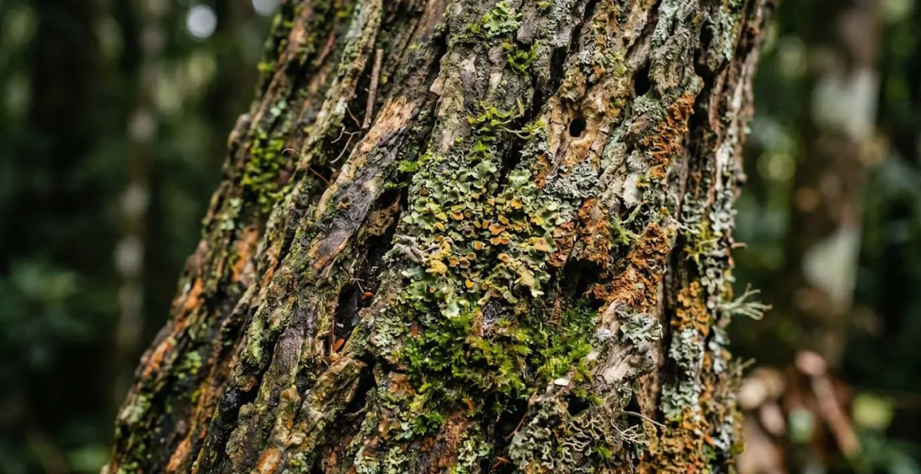 Gecko Uroplatus camouflé sur l'écorce d'un arbre à Madagascar